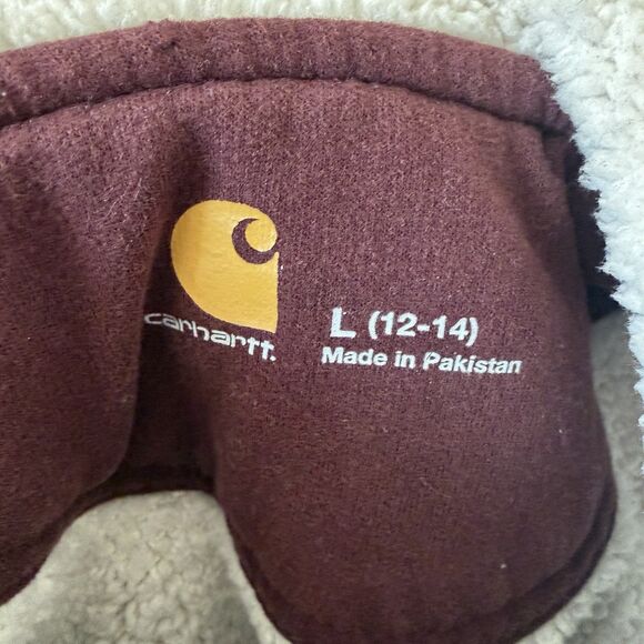 Carhartt Women’s Sherpa Fleece Lined Hooded Vest Size LG (12/14) Maroon Winter - Picture 5 of 8